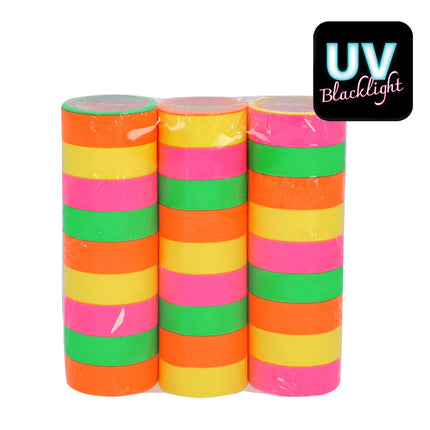 Feestbazaar Set 3 Rollen papieren serpentines Neon UV (4m)