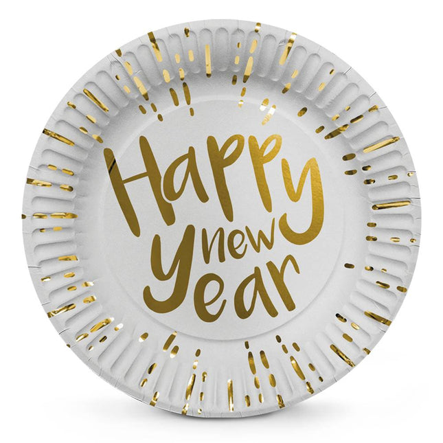 Feestbazaar Set 6 Bordjes 'Happy New Year' (23 cm)