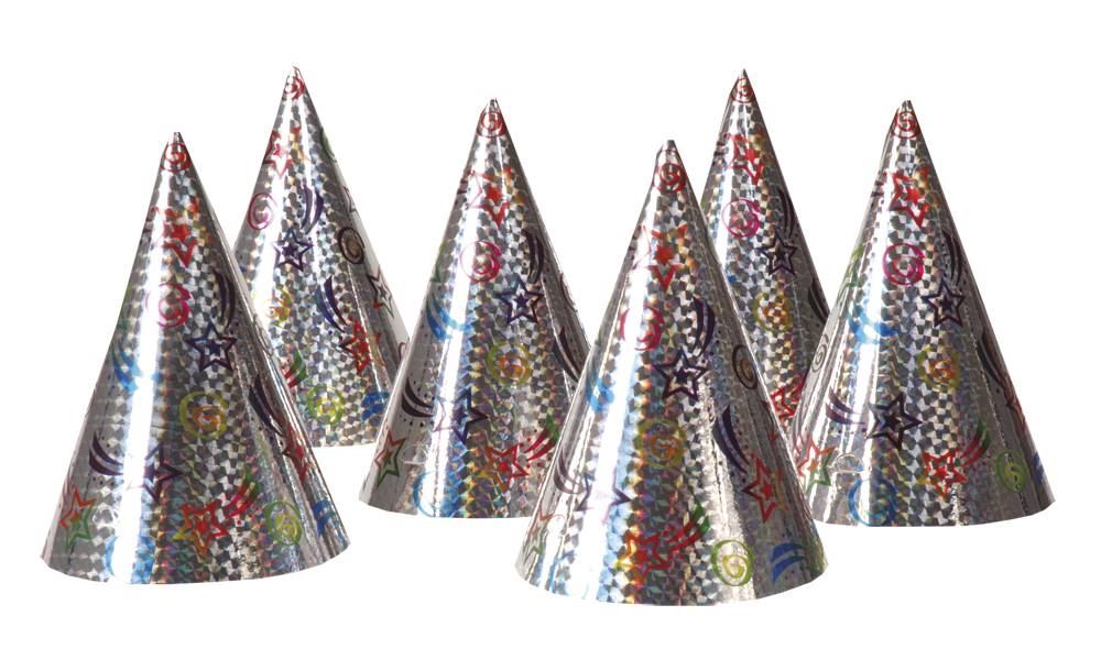 Feestbazaar Set 6 Holografische hoedjes