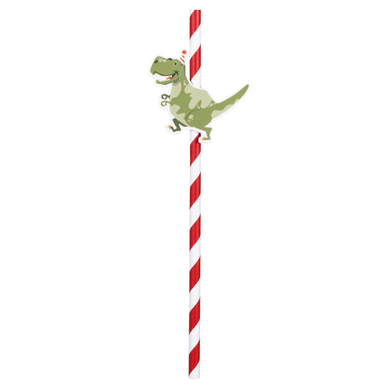 Feestbazaar Set 6 Papieren rietjes Dino party