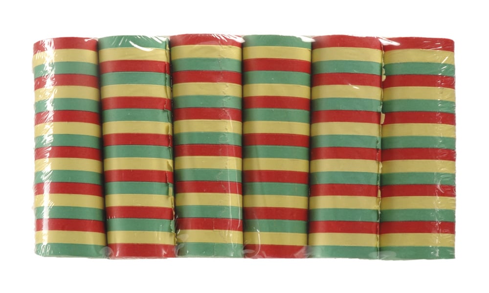 Feestbazaar Set 6 Rollen serpentines rood/geel/groen (4 m)