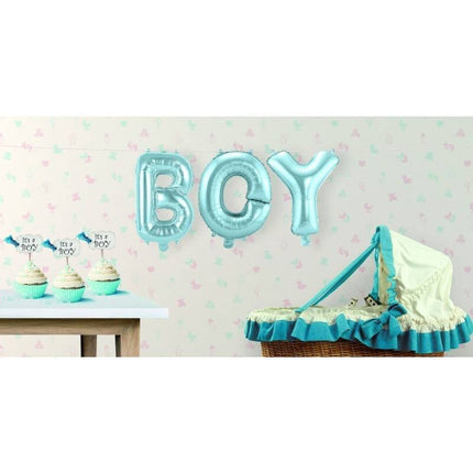 Feestbazaar Set baby blauwe folie ballonnen 'Boy'
