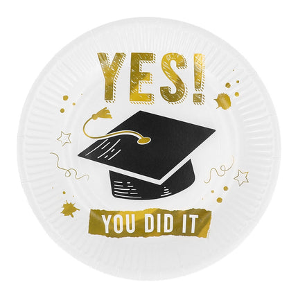Feestbazaar Set Bordjes 'YES YOU DID IT' 23cm (8st)