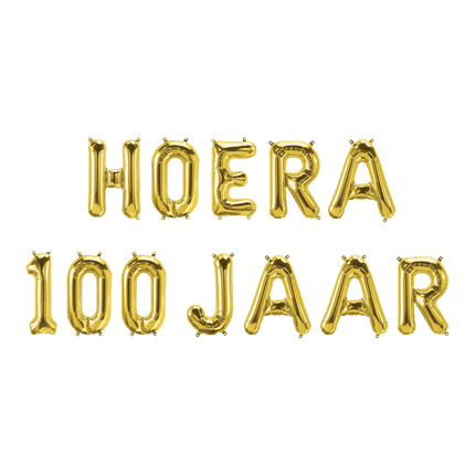 Feestbazaar Set Folie Ballonnen - Hoera 100 Jaar Goud