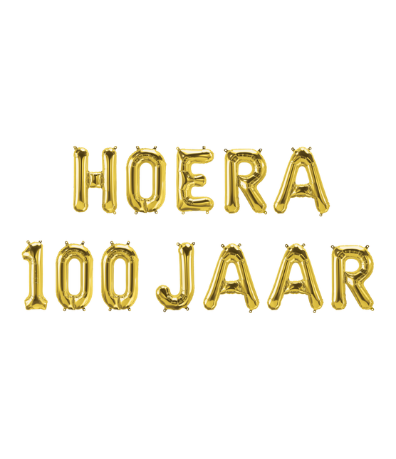 Feestbazaar Set Folie Ballonnen - Hoera 100 Jaar Goud
