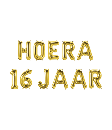 Feestbazaar Set Folie ballonnen - Hoera 16 Jaar Goud