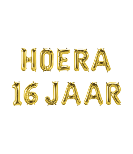 Feestbazaar Set Folie ballonnen - Hoera 16 Jaar Goud