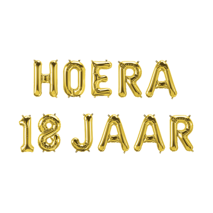 Feestbazaar Set Folie ballonnen - Hoera 18 Jaar Goud