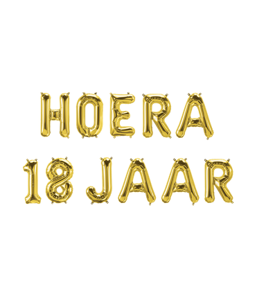 Feestbazaar Set Folie ballonnen - Hoera 18 Jaar Goud
