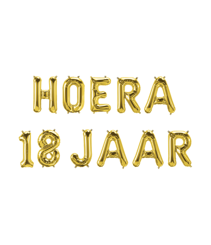 Feestbazaar Set Folie ballonnen - Hoera 18 Jaar Goud