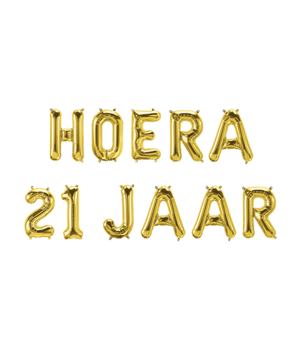 Feestbazaar Set Folie Ballonnen - Hoera 21 Jaar Goud
