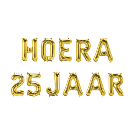 Feestbazaar Set Folie Ballonnen - Hoera 25 Jaar Goud