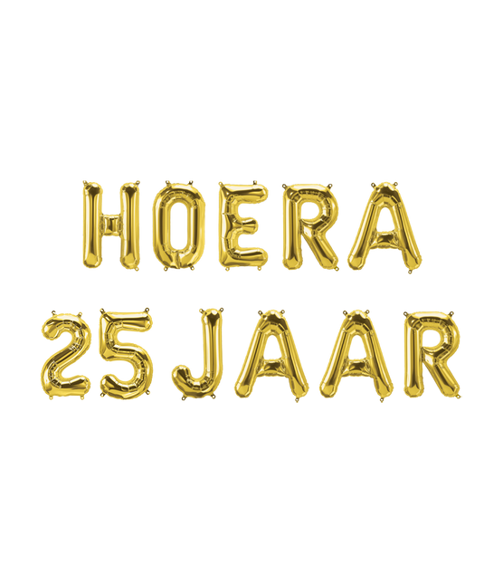 Feestbazaar Set Folie Ballonnen - Hoera 25 Jaar Goud