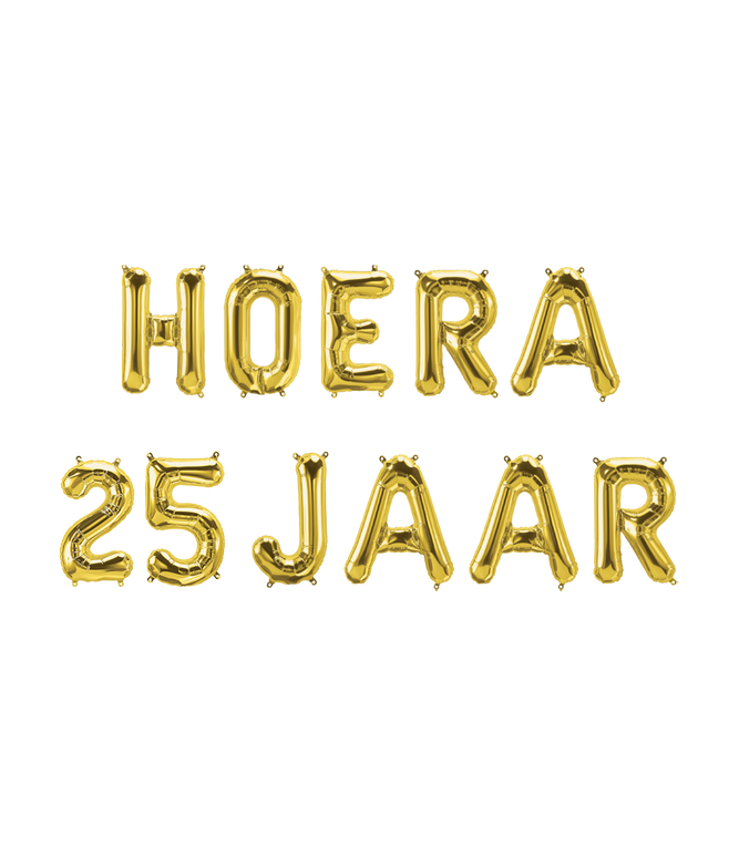 Feestbazaar Set Folie Ballonnen - Hoera 25 Jaar Goud