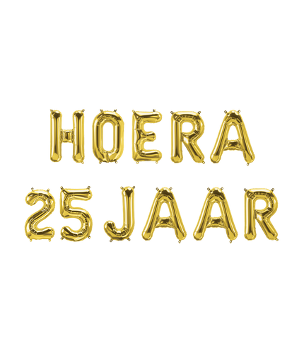 Feestbazaar Set Folie Ballonnen - Hoera 25 Jaar Goud