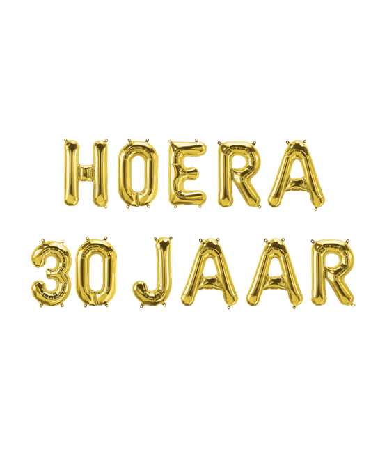 Feestbazaar Set Folie Ballonnen - Hoera 30 Jaar Goud