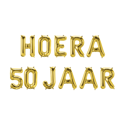 Feestbazaar Set Folie Ballonnen - Hoera 50 Jaar Goud