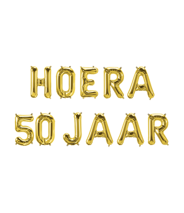 Feestbazaar Set Folie Ballonnen - Hoera 50 Jaar Goud