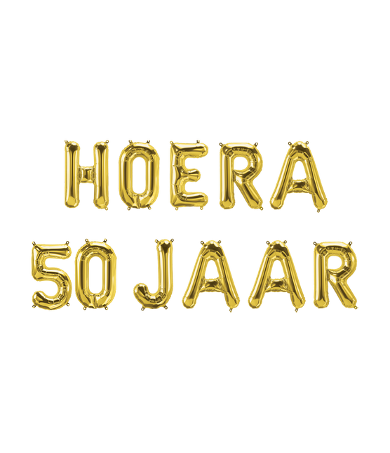 Feestbazaar Set Folie Ballonnen - Hoera 50 Jaar Goud