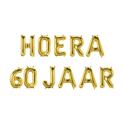 Feestbazaar Set Folie Ballonnen - Hoera 60 Jaar Goud