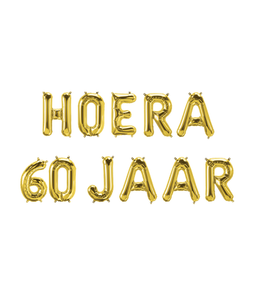 Feestbazaar Set Folie Ballonnen - Hoera 60 Jaar Goud