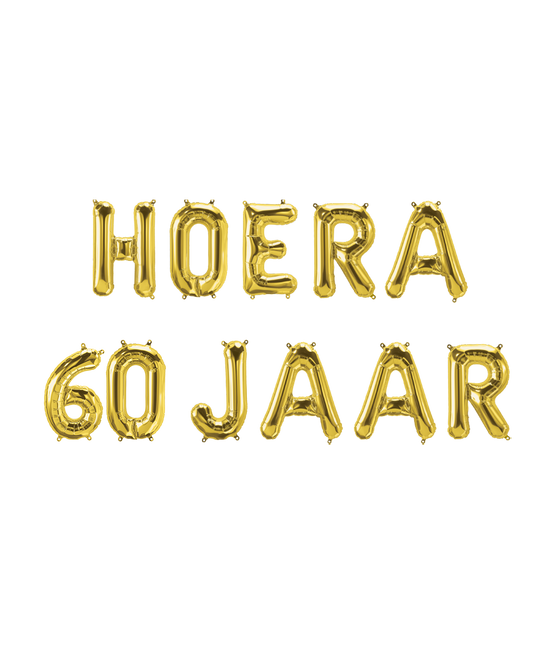 Feestbazaar Set Folie Ballonnen - Hoera 60 Jaar Goud