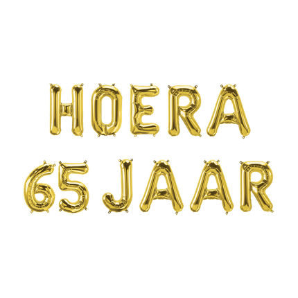 Feestbazaar Set Folie Ballonnen - Hoera 65 Jaar Goud