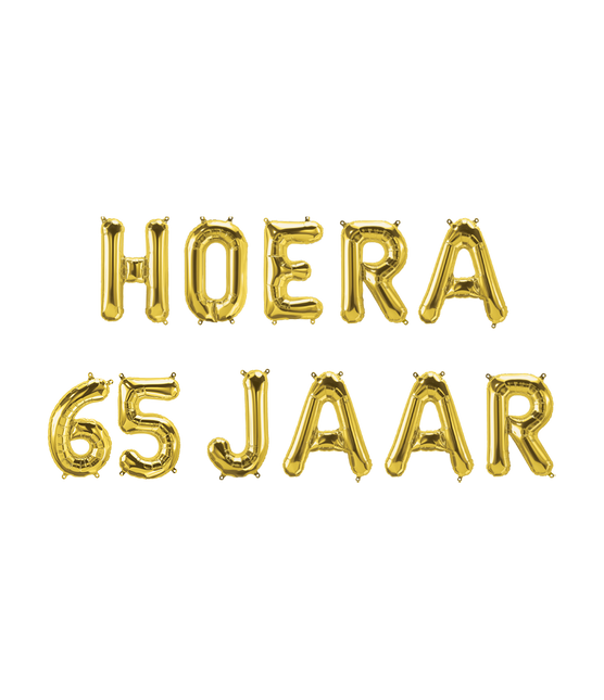 Feestbazaar Set Folie Ballonnen - Hoera 65 Jaar Goud