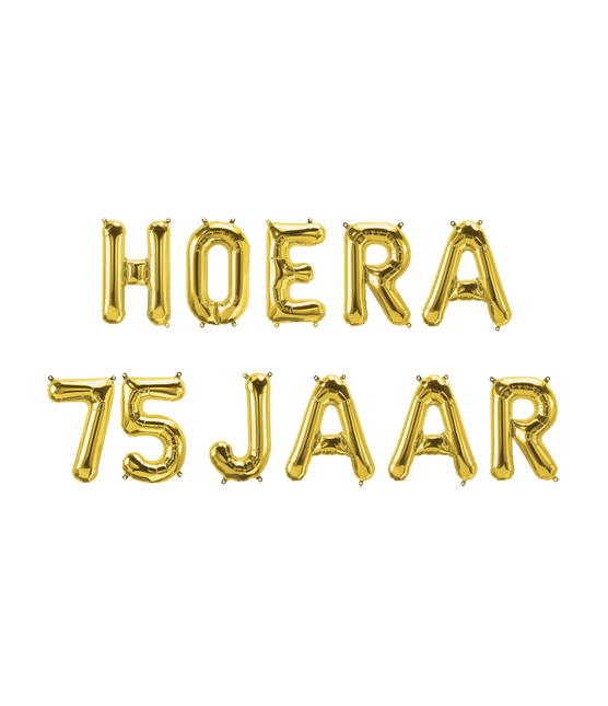 Feestbazaar Set Folie Ballonnen - Hoera 75 Jaar Goud