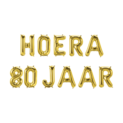 Feestbazaar Set Folie Ballonnen - Hoera 80 Jaar Goud