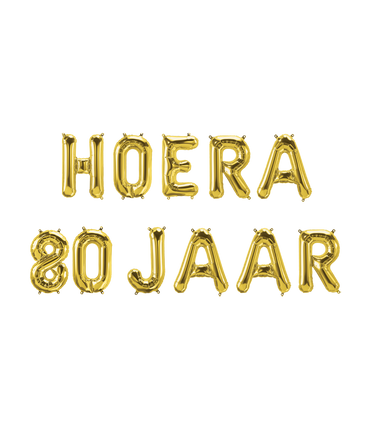 Feestbazaar Set Folie Ballonnen - Hoera 80 Jaar Goud