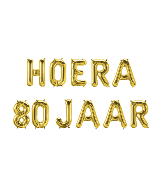 Feestbazaar Set Folie Ballonnen - Hoera 80 Jaar Goud
