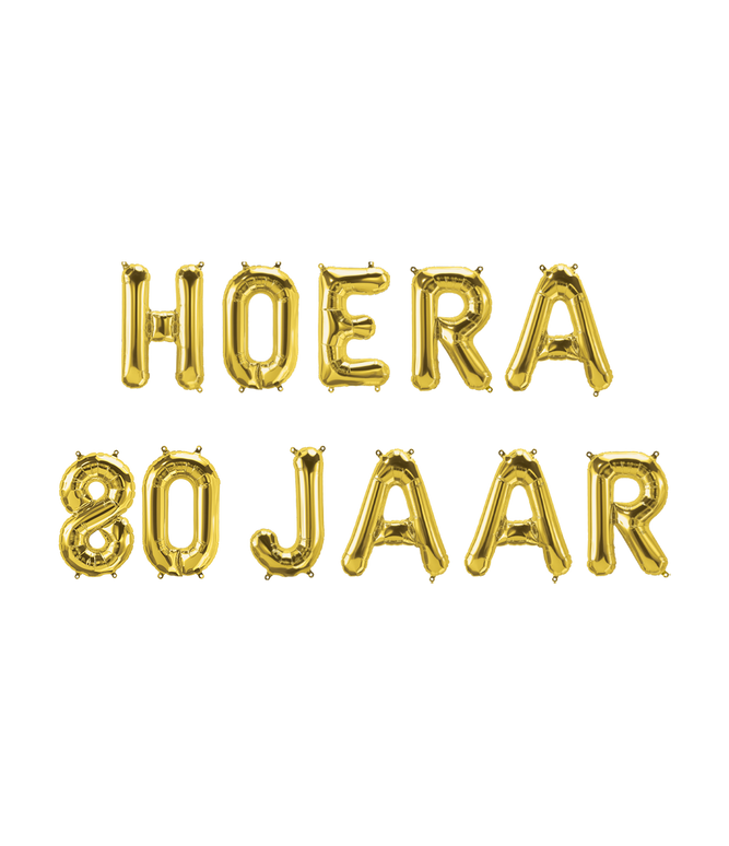 Feestbazaar Set Folie Ballonnen - Hoera 80 Jaar Goud