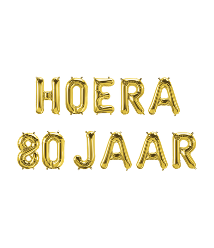 Feestbazaar Set Folie Ballonnen - Hoera 80 Jaar Goud