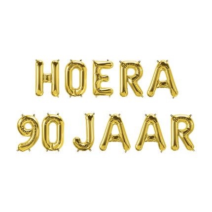 Feestbazaar Set Folie Ballonnen - Hoera 90 Jaar Goud