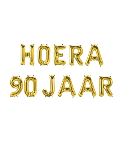 Feestbazaar Set Folie Ballonnen - Hoera 90 Jaar Goud