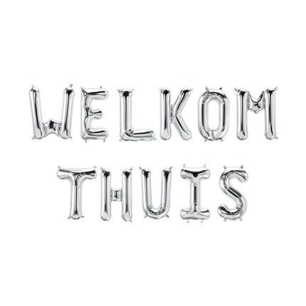 Feestbazaar Set Folie Ballonnen - Welkom Thuis Letters Zilver