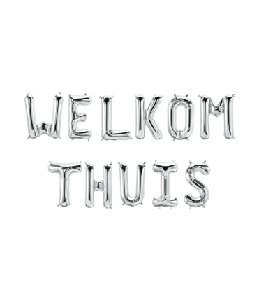 Feestbazaar Set Folie Ballonnen - Welkom Thuis Letters Zilver