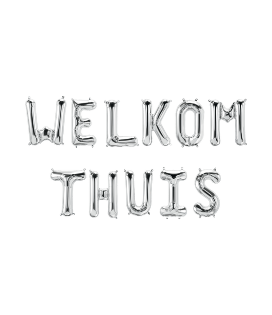 Feestbazaar Set Folie Ballonnen - Welkom Thuis Letters Zilver