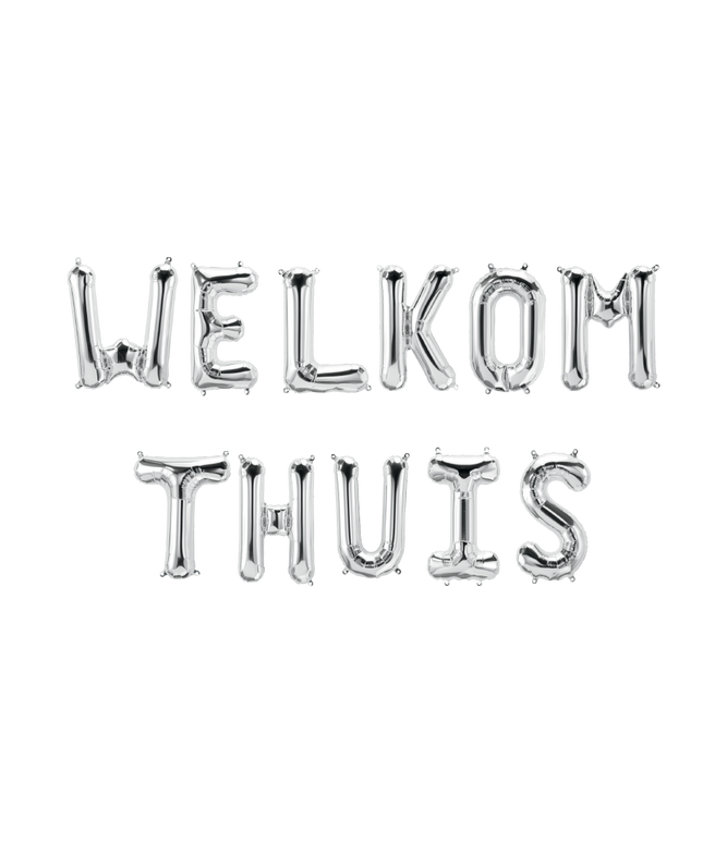 Feestbazaar Set Folie Ballonnen - Welkom Thuis Letters Zilver