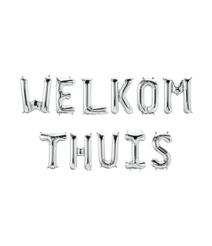 Feestbazaar Set Folie Ballonnen - Welkom Thuis Letters Zilver