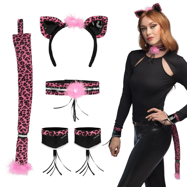 Feestbazaar Set Pink Leopard Dames