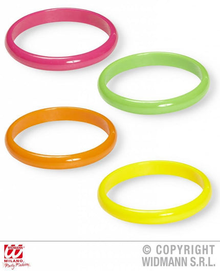 Feestbazaar Set van 4 Neon armbanden