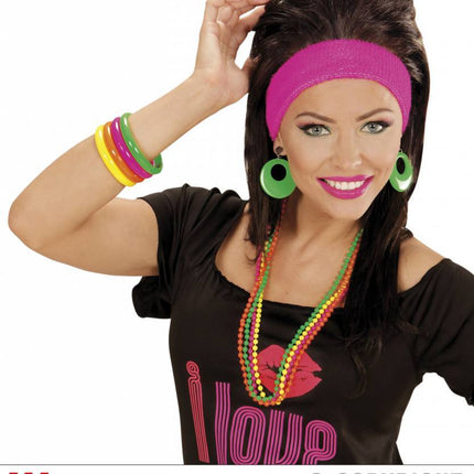 Feestbazaar Set van 4 Neon armbanden
