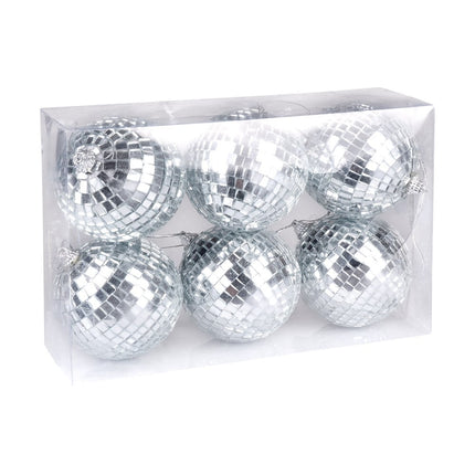 Feestbazaar Set zilveren Discoballen - 6 stuks