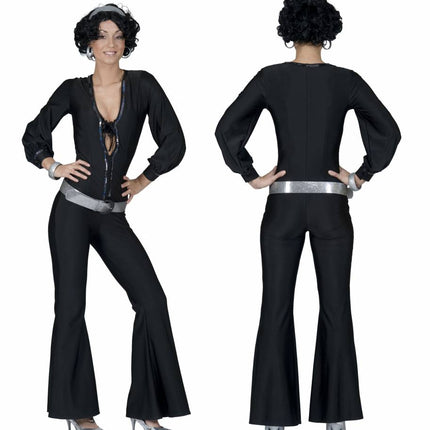 Feestbazaar Sexy Disco Jumpsuit zwart