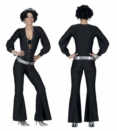 Feestbazaar Sexy Disco Jumpsuit zwart