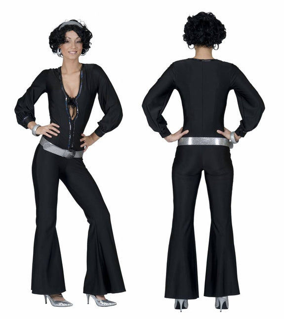 Feestbazaar Sexy Disco Jumpsuit zwart