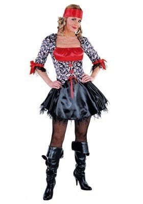 Feestbazaar Sexy Piratendame Jurk met doodshoofden deluxe