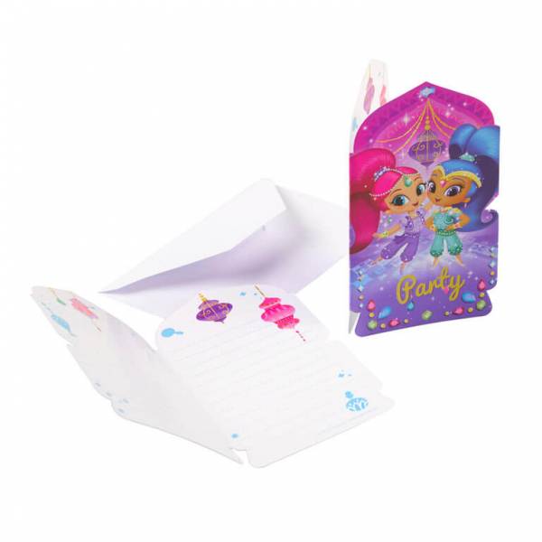 Feestbazaar Shimmer and Shine party uitnodigingen 8 stuks